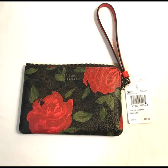Coach Handbags - New Coach Camo Rose 🌹 Wristlet